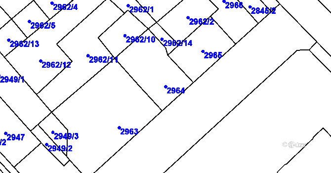 Parcela st. 2964 v KÚ Chomutov I, Katastrální mapa