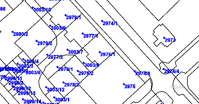 Parcela st. 2976/1 v KÚ Chomutov I, Katastrální mapa