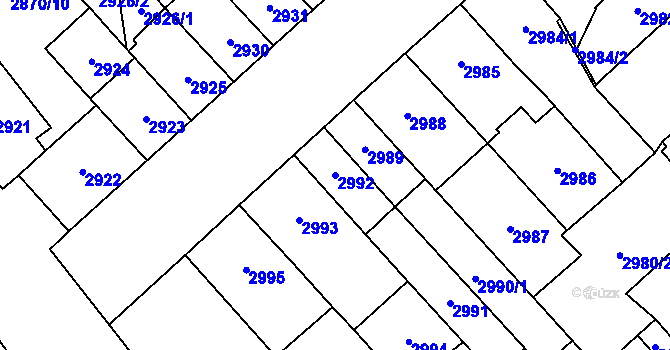 Parcela st. 2992 v KÚ Chomutov I, Katastrální mapa