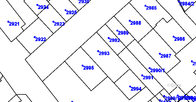 Parcela st. 2993 v KÚ Chomutov I, Katastrální mapa