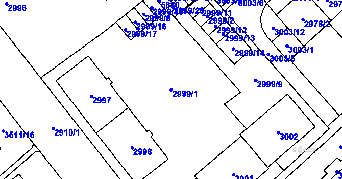Parcela st. 2999/1 v KÚ Chomutov I, Katastrální mapa