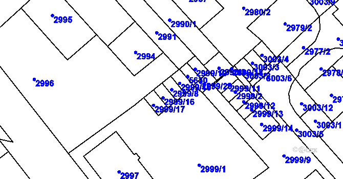 Parcela st. 2999/8 v KÚ Chomutov I, Katastrální mapa