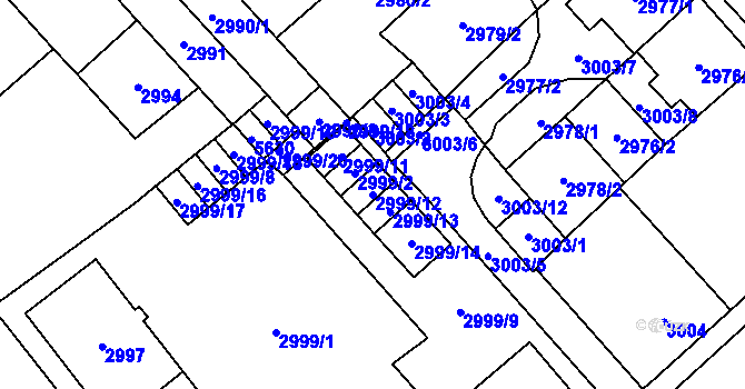 Parcela st. 2999/12 v KÚ Chomutov I, Katastrální mapa