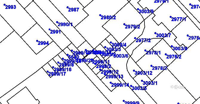 Parcela st. 3003/2 v KÚ Chomutov I, Katastrální mapa