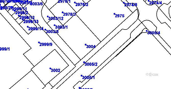 Parcela st. 3004 v KÚ Chomutov I, Katastrální mapa