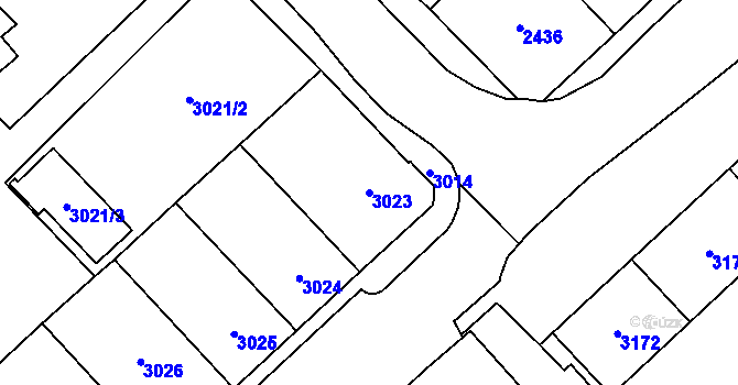 Parcela st. 3023 v KÚ Chomutov I, Katastrální mapa