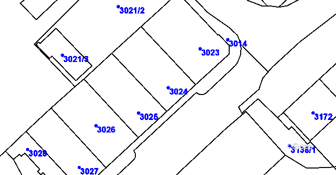 Parcela st. 3024 v KÚ Chomutov I, Katastrální mapa