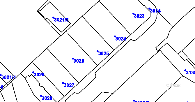 Parcela st. 3025 v KÚ Chomutov I, Katastrální mapa