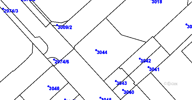 Parcela st. 3044 v KÚ Chomutov I, Katastrální mapa