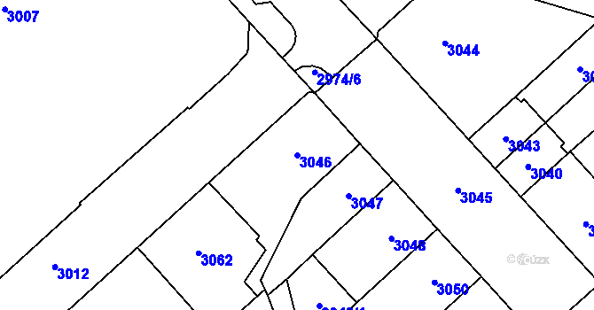 Parcela st. 3046 v KÚ Chomutov I, Katastrální mapa