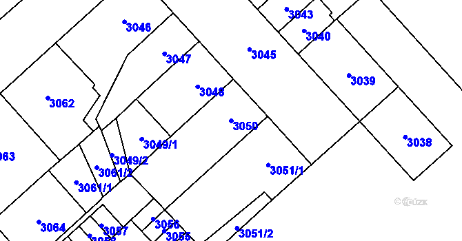 Parcela st. 3050 v KÚ Chomutov I, Katastrální mapa