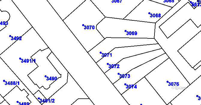 Parcela st. 3071 v KÚ Chomutov I, Katastrální mapa