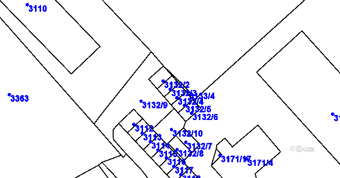Parcela st. 3132/3 v KÚ Chomutov I, Katastrální mapa