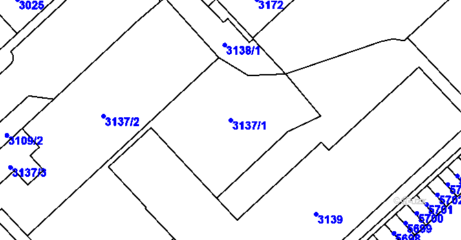 Parcela st. 3137/1 v KÚ Chomutov I, Katastrální mapa