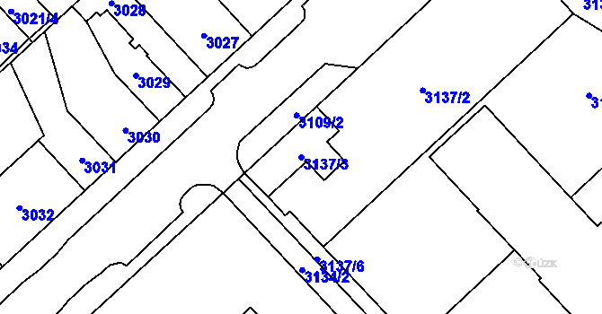 Parcela st. 3137/3 v KÚ Chomutov I, Katastrální mapa