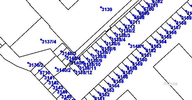 Parcela st. 3138/7 v KÚ Chomutov I, Katastrální mapa