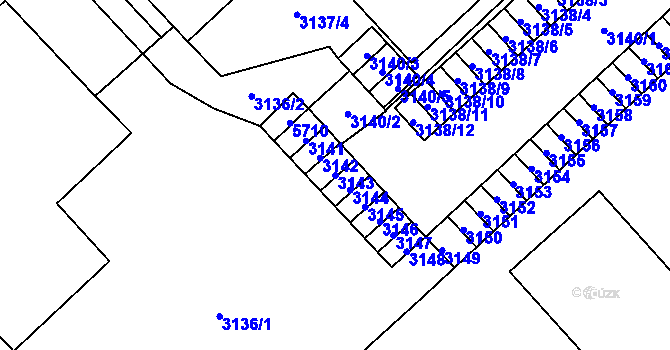 Parcela st. 3143 v KÚ Chomutov I, Katastrální mapa
