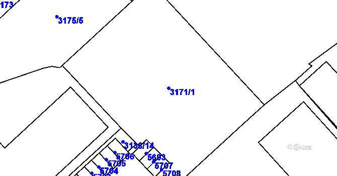 Parcela st. 3171/1 v KÚ Chomutov I, Katastrální mapa