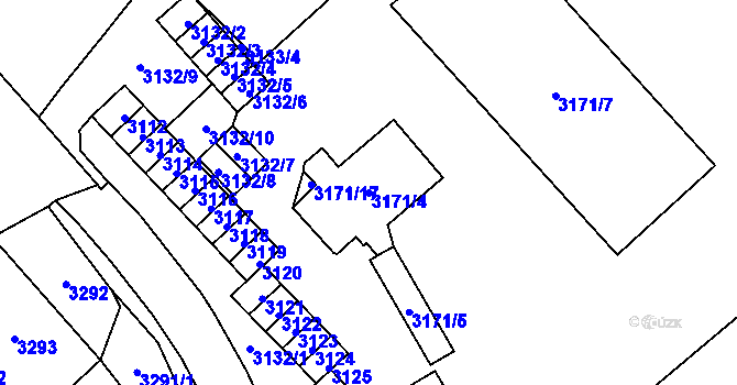 Parcela st. 3171/4 v KÚ Chomutov I, Katastrální mapa