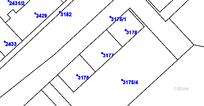 Parcela st. 3177 v KÚ Chomutov I, Katastrální mapa