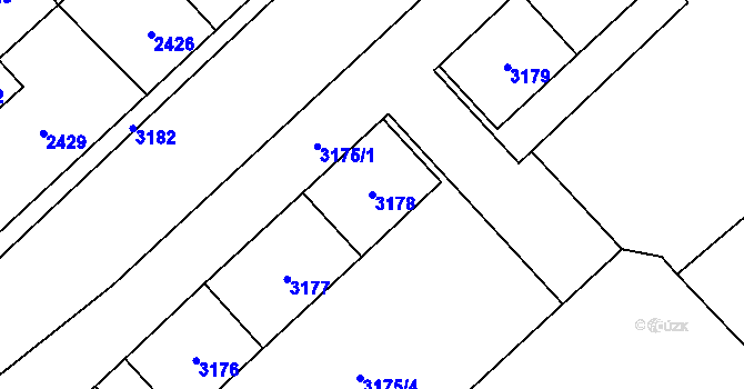 Parcela st. 3178 v KÚ Chomutov I, Katastrální mapa