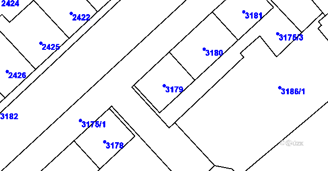 Parcela st. 3179 v KÚ Chomutov I, Katastrální mapa