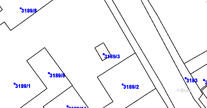 Parcela st. 3189/3 v KÚ Chomutov I, Katastrální mapa