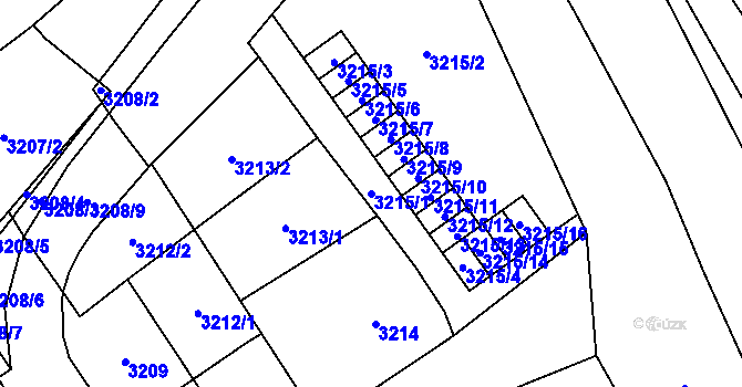 Parcela st. 3215/1 v KÚ Chomutov I, Katastrální mapa