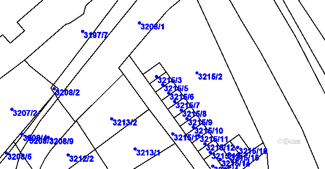 Parcela st. 3215/5 v KÚ Chomutov I, Katastrální mapa