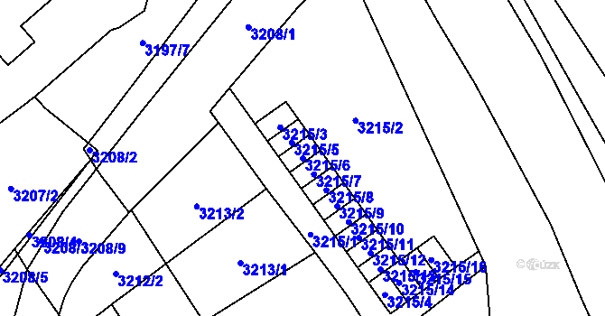 Parcela st. 3215/6 v KÚ Chomutov I, Katastrální mapa