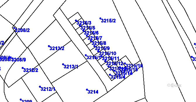 Parcela st. 3215/10 v KÚ Chomutov I, Katastrální mapa