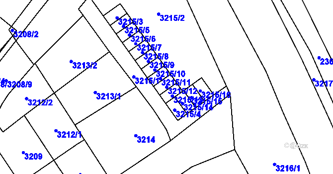 Parcela st. 3215/12 v KÚ Chomutov I, Katastrální mapa