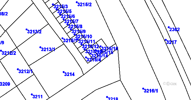 Parcela st. 3215/15 v KÚ Chomutov I, Katastrální mapa