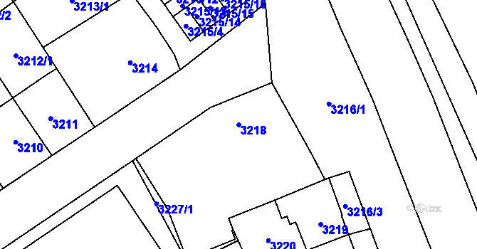 Parcela st. 3218 v KÚ Chomutov I, Katastrální mapa