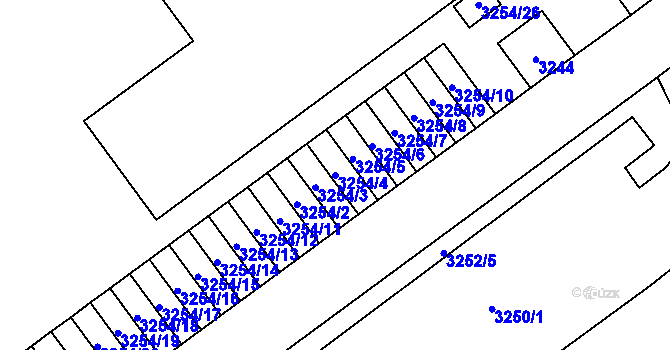 Parcela st. 3254/4 v KÚ Chomutov I, Katastrální mapa