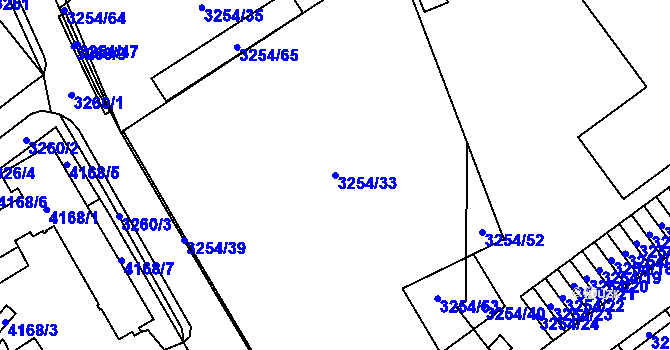 Parcela st. 3254/33 v KÚ Chomutov I, Katastrální mapa