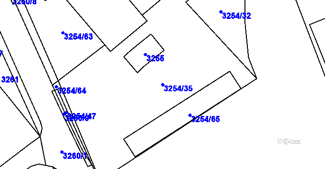 Parcela st. 3254/35 v KÚ Chomutov I, Katastrální mapa
