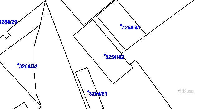 Parcela st. 3254/42 v KÚ Chomutov I, Katastrální mapa