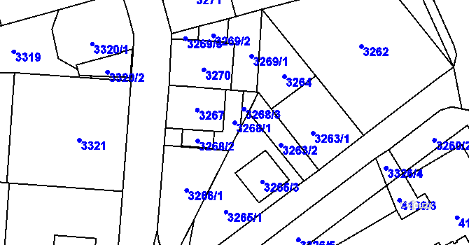Parcela st. 3268/1 v KÚ Chomutov I, Katastrální mapa