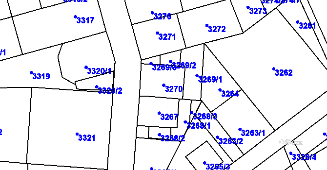Parcela st. 3270 v KÚ Chomutov I, Katastrální mapa
