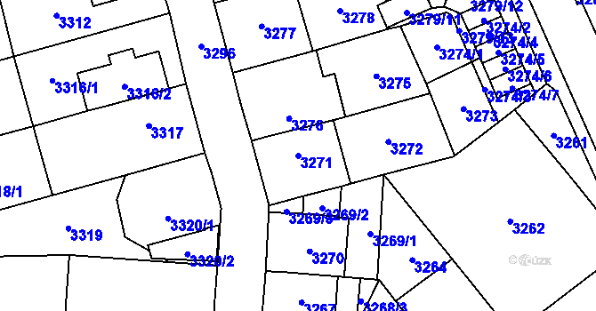 Parcela st. 3271 v KÚ Chomutov I, Katastrální mapa
