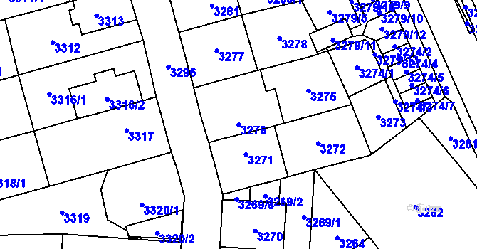 Parcela st. 3276 v KÚ Chomutov I, Katastrální mapa