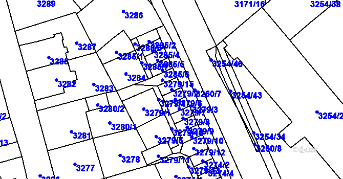 Parcela st. 3279/2 v KÚ Chomutov I, Katastrální mapa