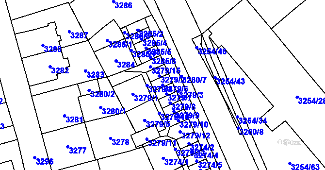 Parcela st. 3279/6 v KÚ Chomutov I, Katastrální mapa