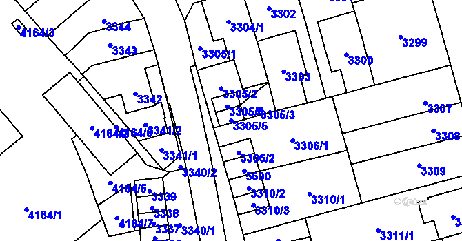 Parcela st. 3305/5 v KÚ Chomutov I, Katastrální mapa