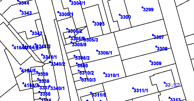 Parcela st. 3306/1 v KÚ Chomutov I, Katastrální mapa