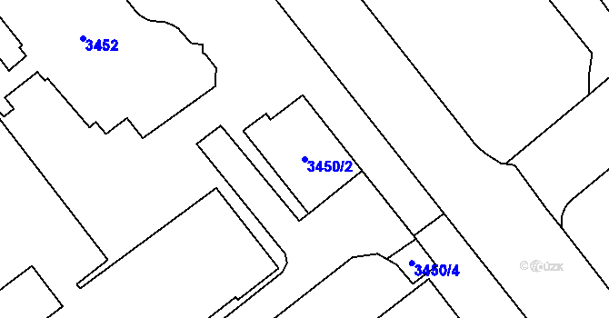Parcela st. 3450/2 v KÚ Chomutov I, Katastrální mapa