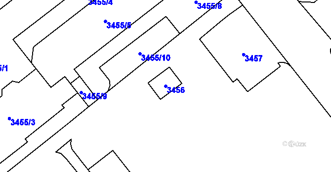 Parcela st. 3456 v KÚ Chomutov I, Katastrální mapa