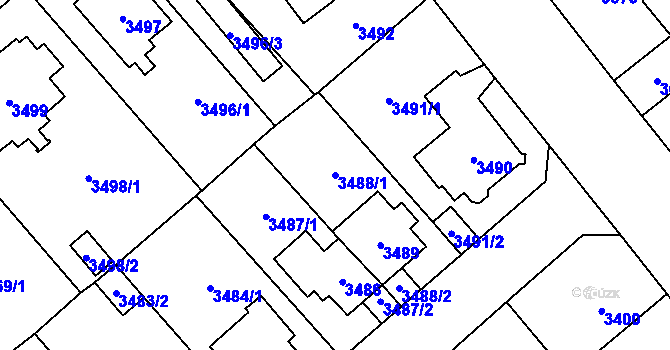Parcela st. 3488/1 v KÚ Chomutov I, Katastrální mapa