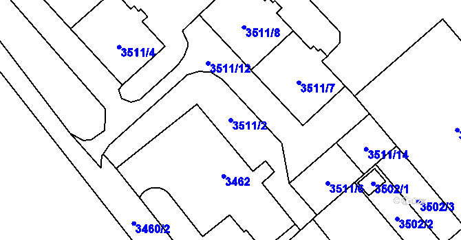 Parcela st. 3511/2 v KÚ Chomutov I, Katastrální mapa